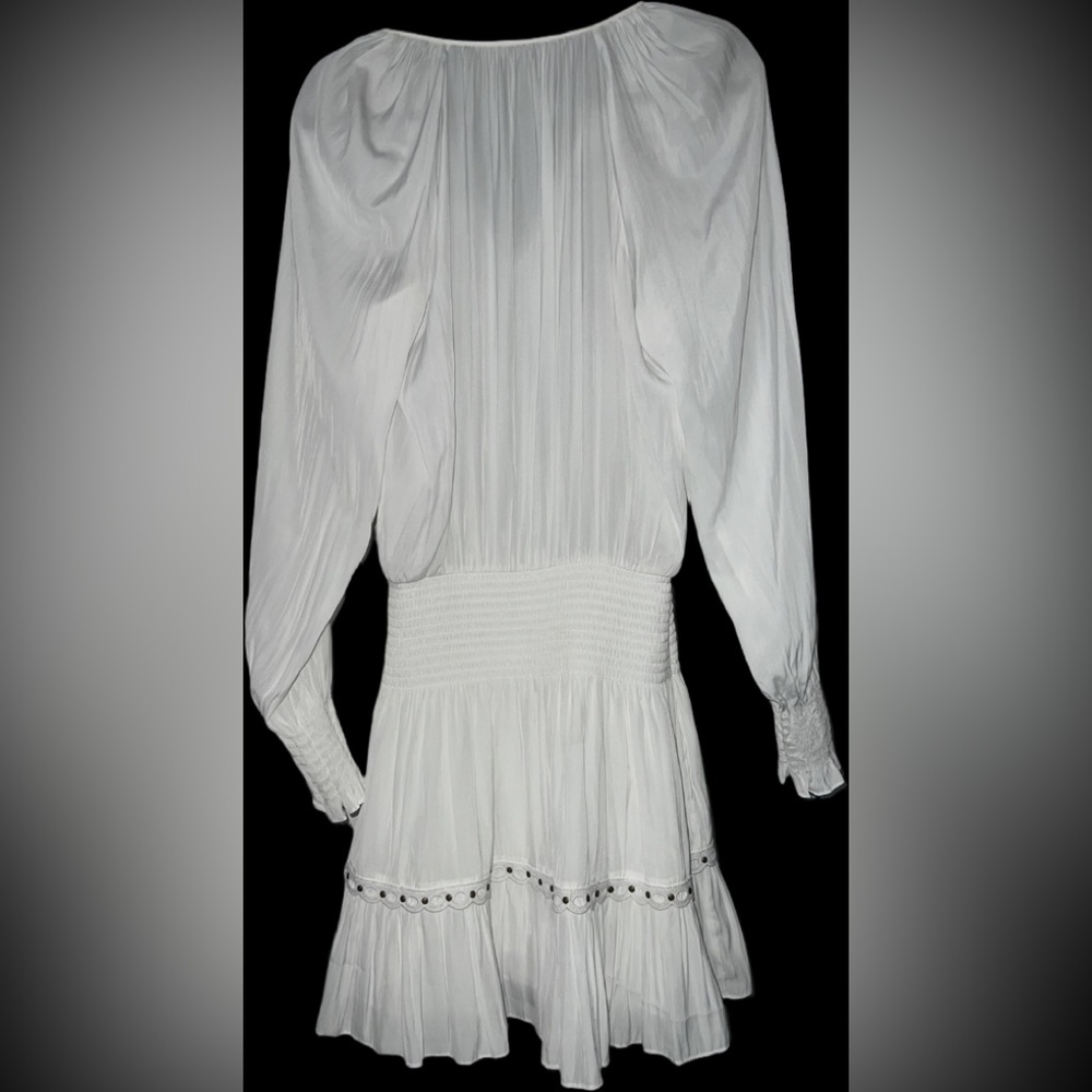 Ramy Brook Nardia White Embroidered Studded Drop Waist V-Cut Dress Size SP NWOT - Picture 2 of 10